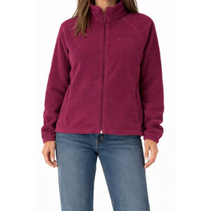 Columbia Jacket Womans Size M Fleece Full Zip Up Zip Pockets Raspberry Pink EUC